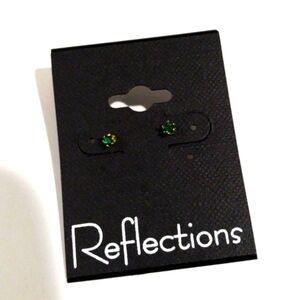 Swarovski Crystal Element - Gold Overlay Green Stone "Tiny" Stud Earrings